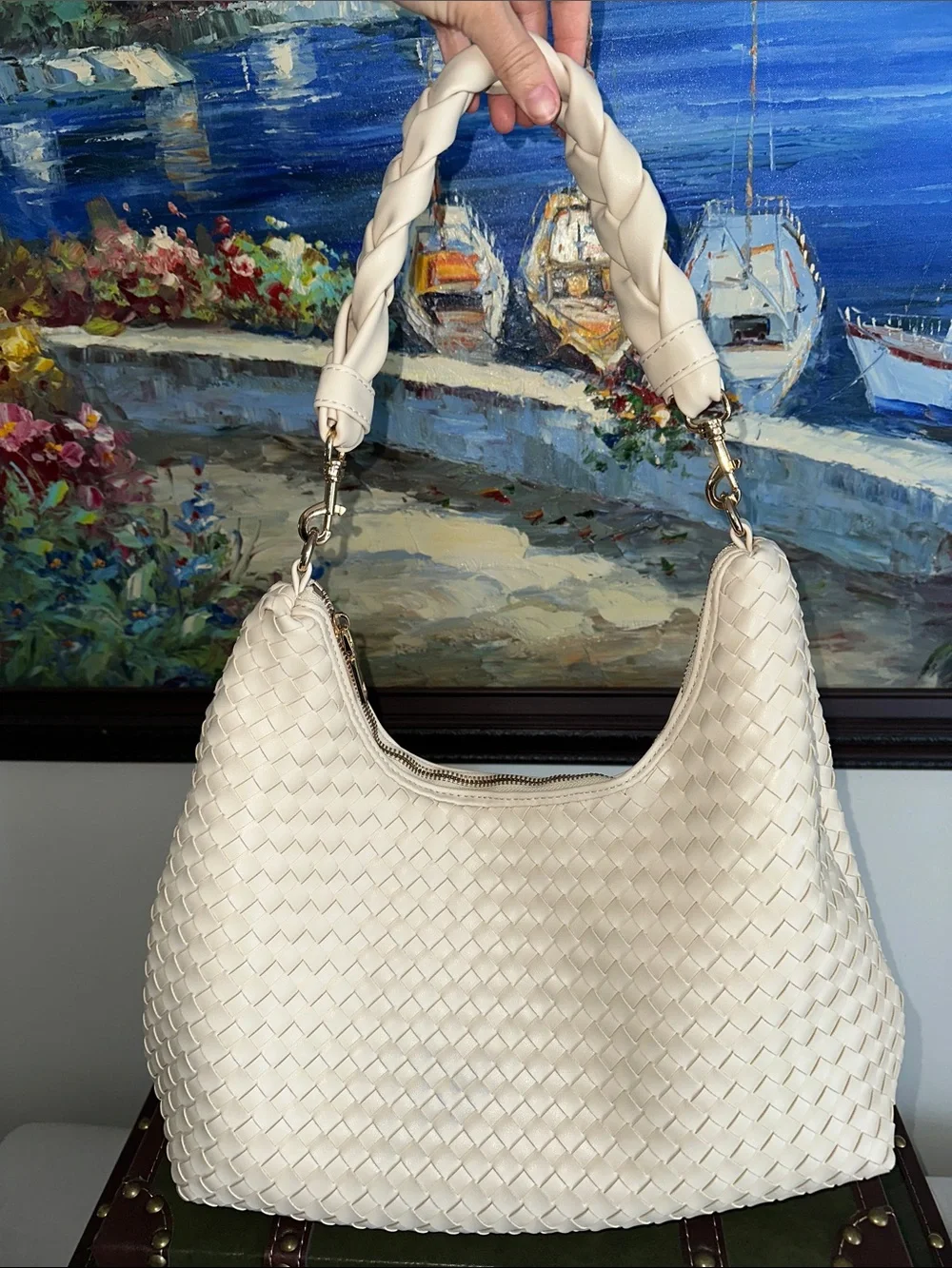 Vici At My Side Faux Leather Woven Convertible Hobo Bag
